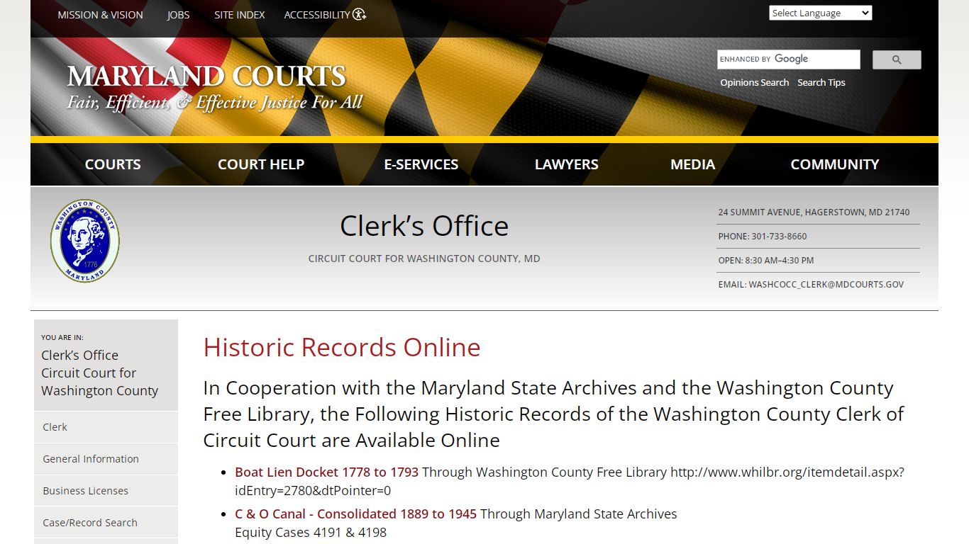 Historic Records Online | Maryland Courts