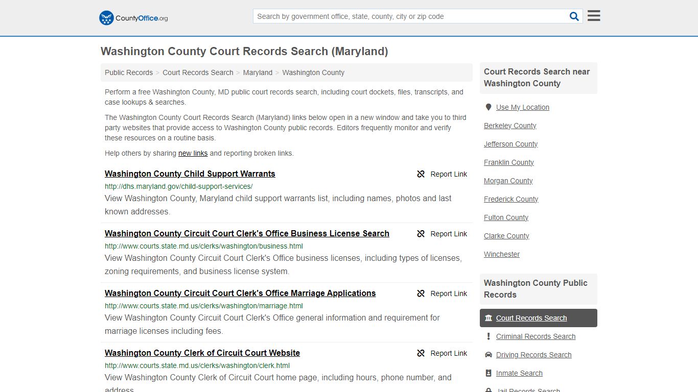 Washington County Court Records Search (Maryland) - County Office